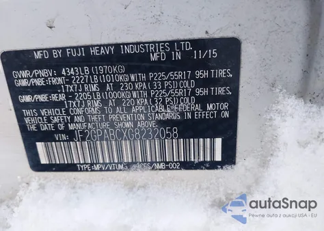 2016 Subaru Crosstrek 2.0I Premium из США, поврежденный, VIN JF2GPABCXG8232058